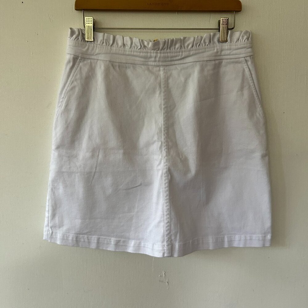 Draper James White Denim Skirt Womens Size 10 Rear Zip Straight Skirt Pockets
